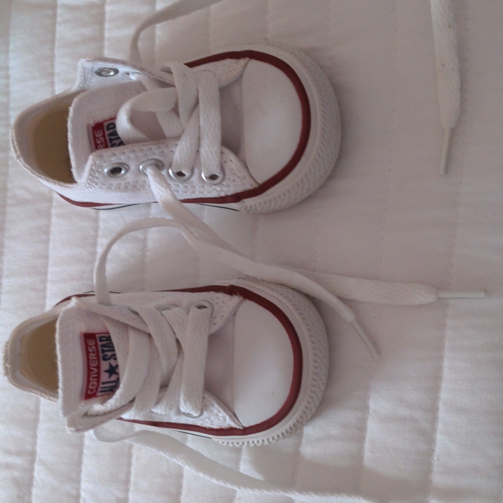 Baby Converse Shoes. Size 2, White.